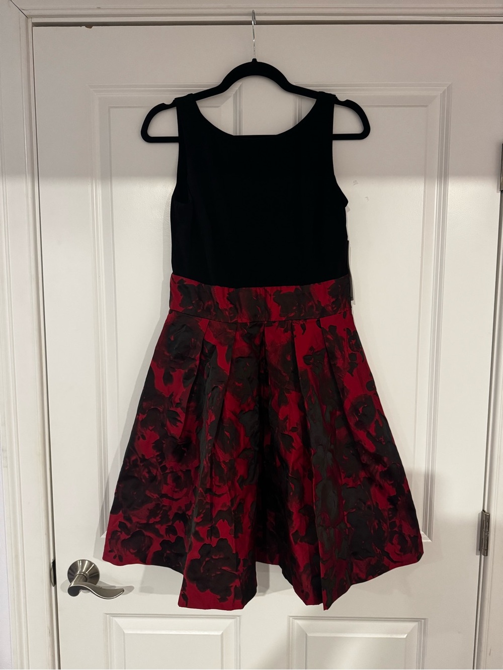 Ralph Lauren Black Bodice Red Floral Fit-and-Flare Dress